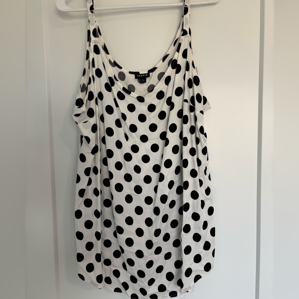 Torrid Black and White Polka Dot Blouse